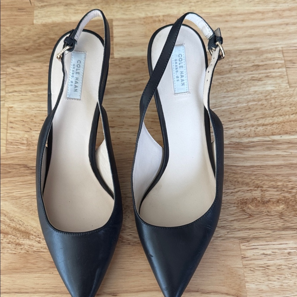 Cole Haan Women's Black Pointed Slingback Heels